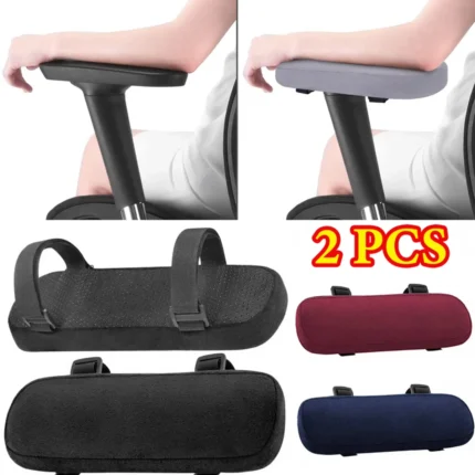 Padded ergonomic chair armrest cushions with adjustable straps