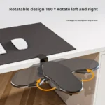 Ergonomic desk armrest with clamp, 180° rotating elbow support.
