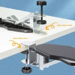 Ergonomic desk armrest with clamp, 180° rotating elbow support.