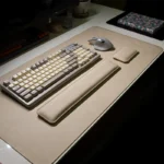 Ergonomic desk mat and wrist rest set in beige