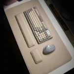 Ergonomic desk mat and wrist rest set in beige