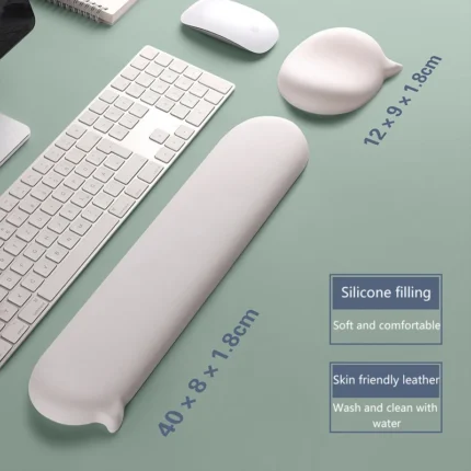 Ergonomic keyboard and mouse wrist rest set with silicone filling