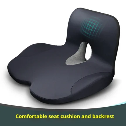 Ergonomic memory foam seat and back support cushion for coccyx.