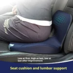 Ergonomic memory foam seat and back support cushion for coccyx.