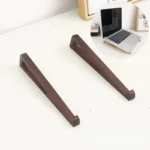 Dark brown wooden ergonomic laptop stand set with cutout