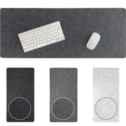 Large felt desk mat with keyboard and mouse, non-slip back