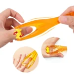 Ergonomic finger and hand acupoint massager with ridged rollers