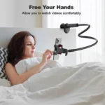 Flexible gooseneck phone holder with desk bed clamp