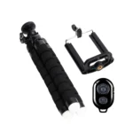 Flexible phone tripod with Bluetooth remote for smartphone