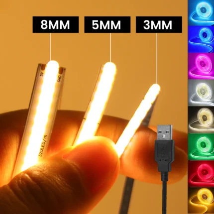 USB COB LED strip light, flexible, multi-color, home accent lighting