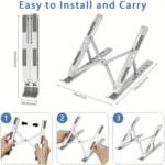 Adjustable foldable laptop stand with ergonomic design
