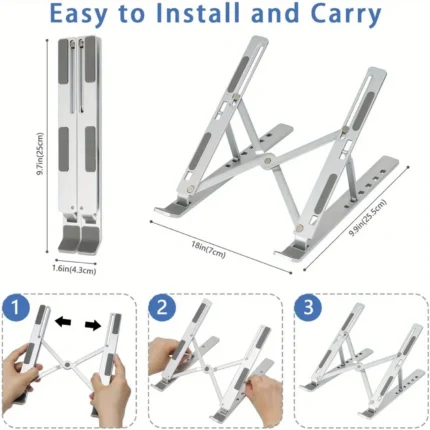 Adjustable foldable laptop stand with ergonomic design