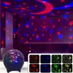 Multi-color galaxy star projector with nebula and moon light