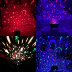Multi-color galaxy star projector light with moon and nebula effects
