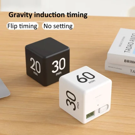 Gravity induction cube timer with LCD display and pre-set times