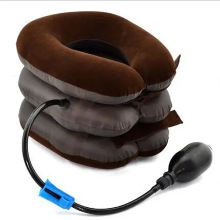 Inflatable cervical neck traction device for neck pain relief
