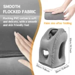 Inflatable travel pillow with face opening for neck and arm support