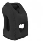 Inflatable travel pillow with face opening for neck and arm support
