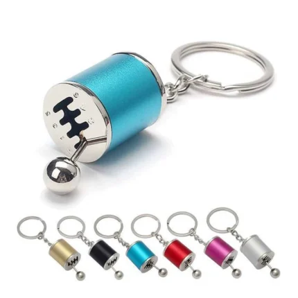 Interactive manual gear shift keychain with movable lever