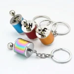 Interactive manual gear shift keychain with movable lever