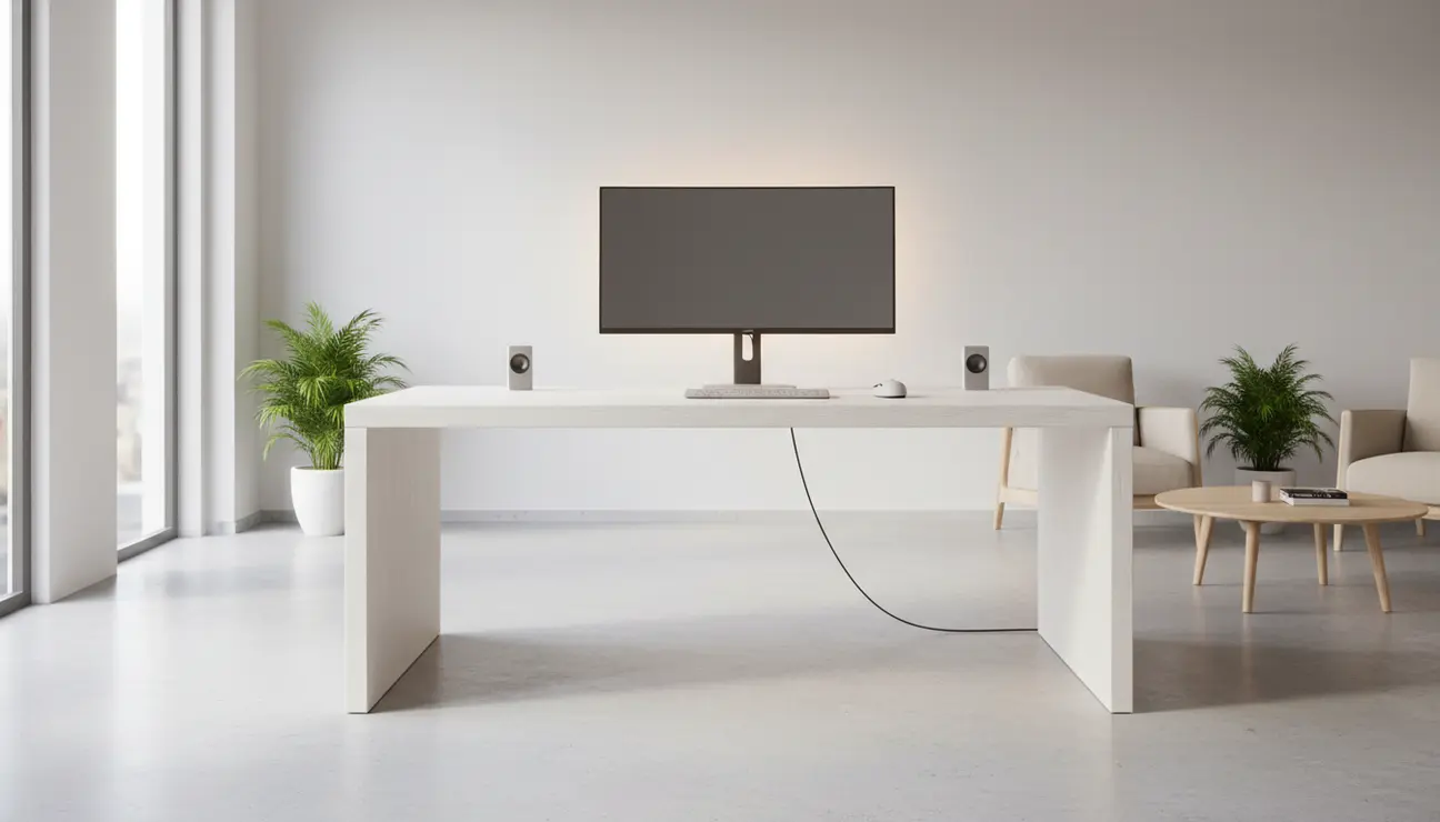 Invisible desk setup with zero visible cables.