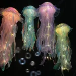 Iridescent LED jellyfish lantern glowing hanging decor
