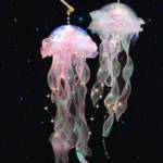 Iridescent LED jellyfish lantern glowing hanging decor
