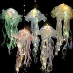 Iridescent LED jellyfish lantern glowing hanging decor