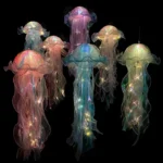 Iridescent LED jellyfish lantern glowing hanging decor