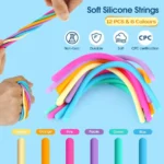 Rainbow maze board with colorful flexible silicone sticks for kids play
