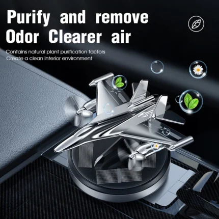 Solar jet fighter car air freshener with spinning propellers