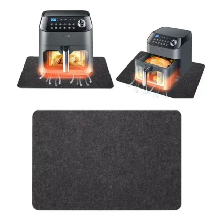 Dark grey felt kitchen appliance slide mat for heat protection