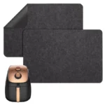 Dark grey felt kitchen appliance slide mat for heat protection