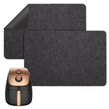 Dark grey felt kitchen appliance slide mat for heat protection