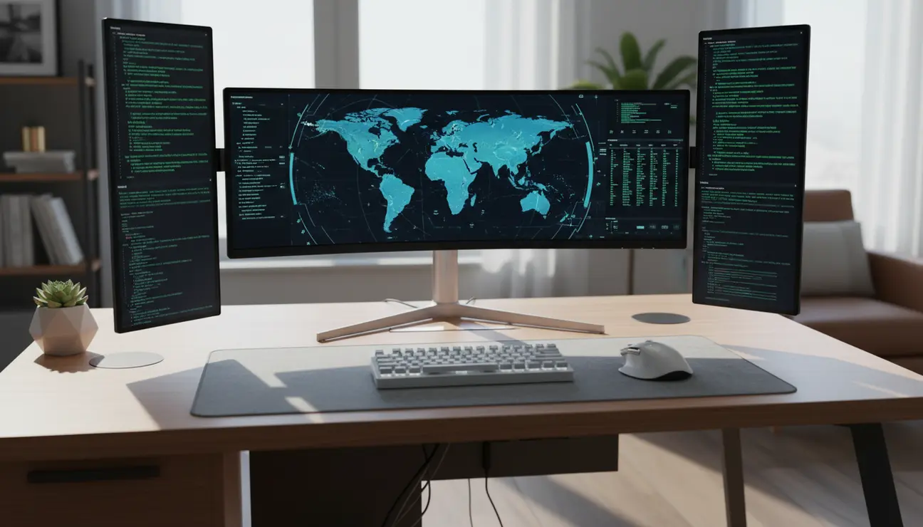 Command Centre L-shaped desk layout with monitors.