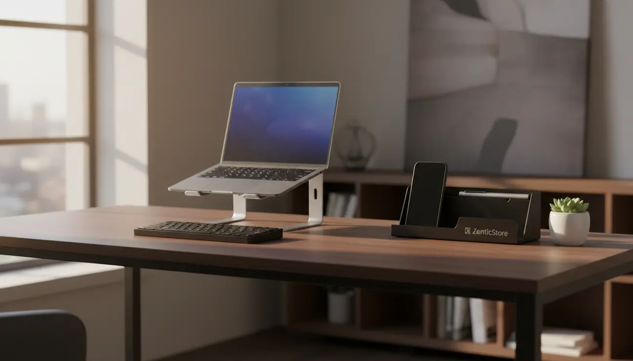 Deep Work Sanctuary L-shaped desk layout organizer.