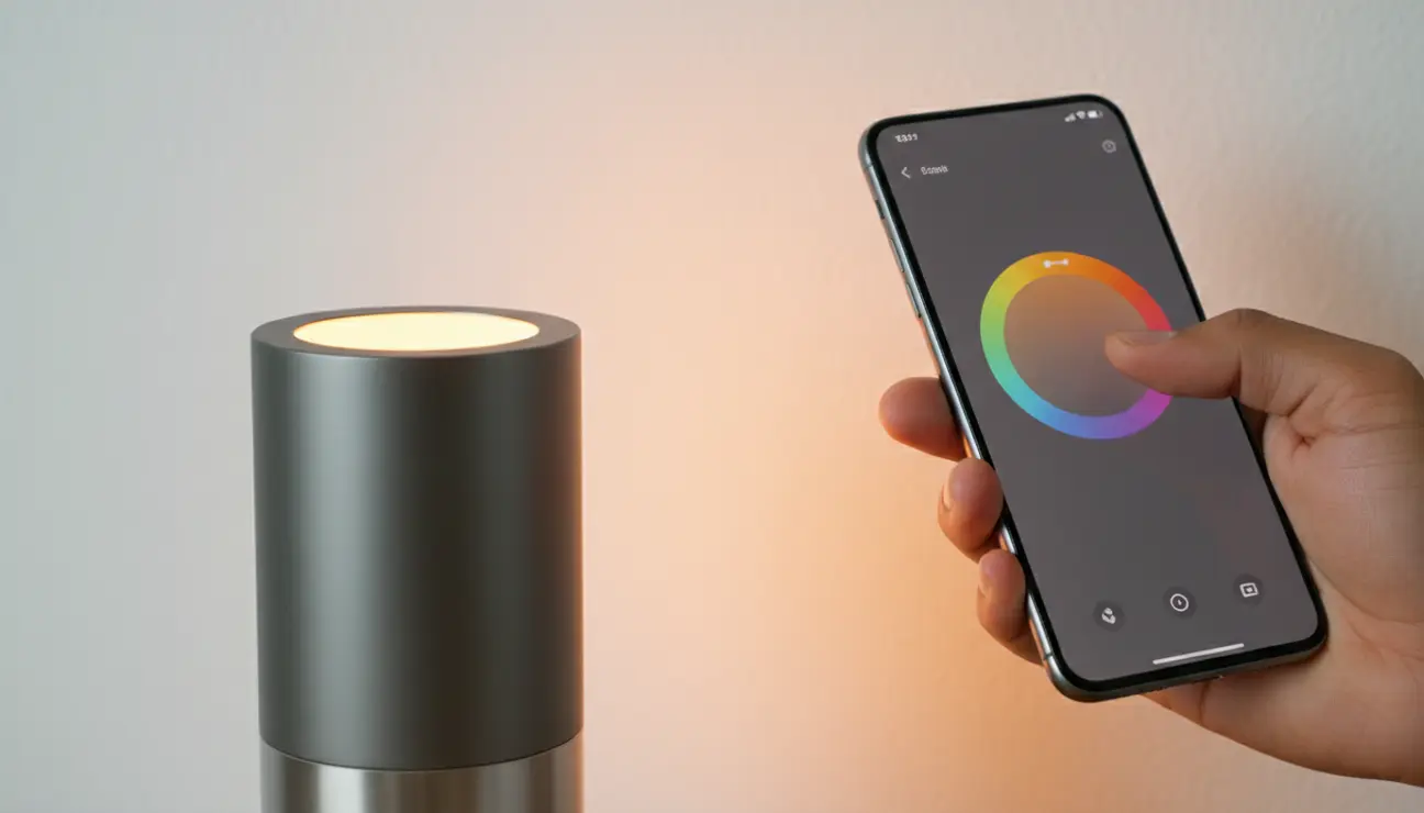 Smart lamp controlled by app for lighting color psychology.