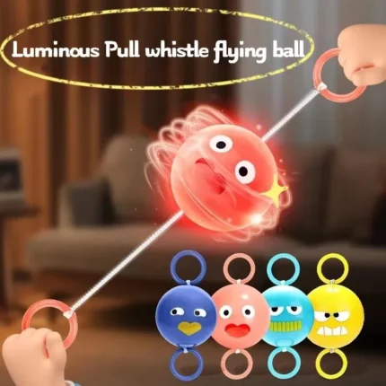 Kids luminous pull string flying ball coordination toy