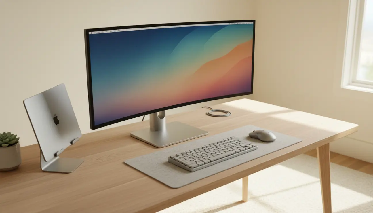 Completed minimalist MacBook clamshell mode setup.