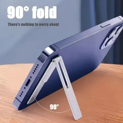 Slim magnetic foldable phone kickstand attached to smartphone