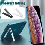 Slim magnetic foldable phone kickstand attached to smartphone