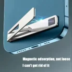 Slim magnetic foldable phone kickstand attached to smartphone