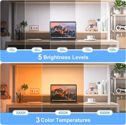 Magnetic rechargeable LED light bar for under cabinet and desk