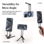 MagSafe phone tripod grip with integrated ring light for vlogging