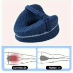 Contoured memory foam knee pillow for side sleepers and pain relief.
