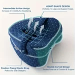 Contoured memory foam knee pillow for side sleepers and pain relief.