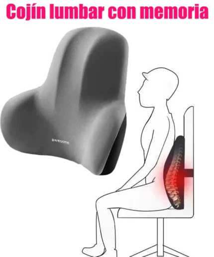 Ergonomic memory foam lumbar support cushion for office and car.