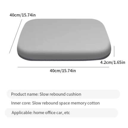 Memory foam seat cushion with slow rebound for pressure relief
