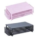 Multi-tier mesh desk organizer and monitor stand with drawers
