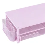Multi-tier mesh desk organizer and monitor stand with drawers